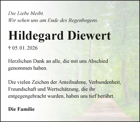 Traueranzeige von Hildegard Diewert von GESAMT