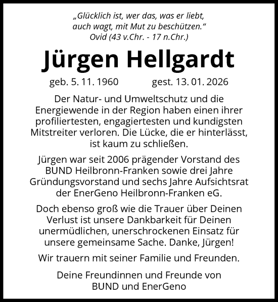 Traueranzeige von Jürgen Hellgardt von GESAMT