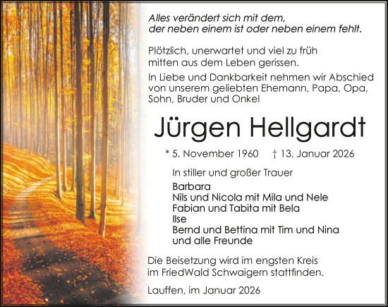 Traueranzeige von Jürgen Hellgardt von GESAMT