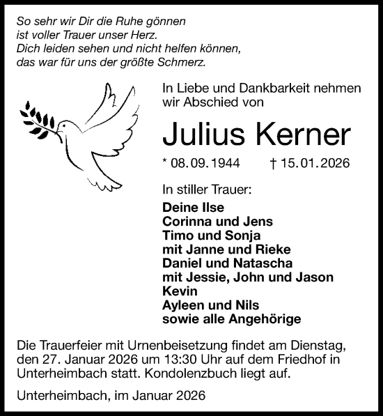 Traueranzeige von Julius Kerner von GESAMT