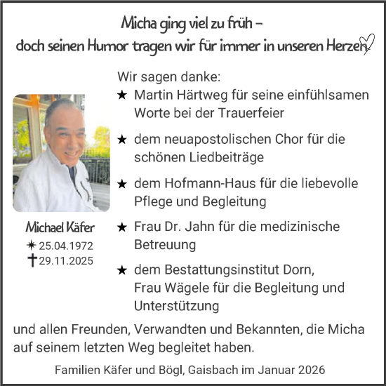 Traueranzeige von Michael Käfer von GESAMT