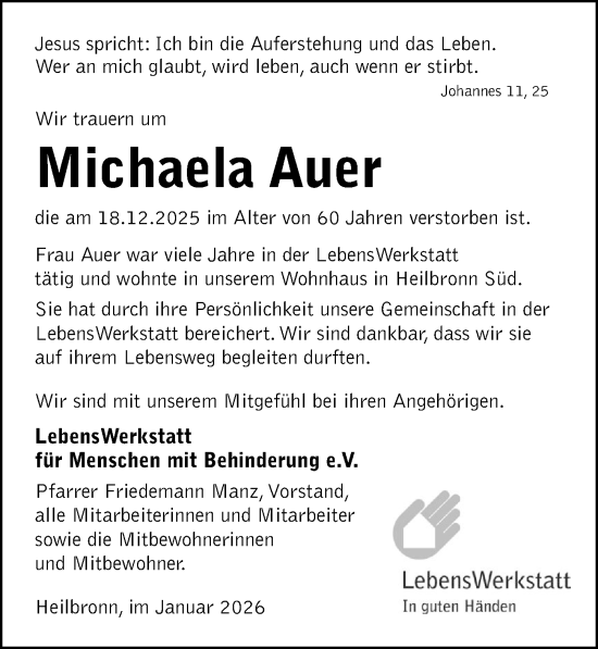 Traueranzeige von Michaela Auer von GESAMT