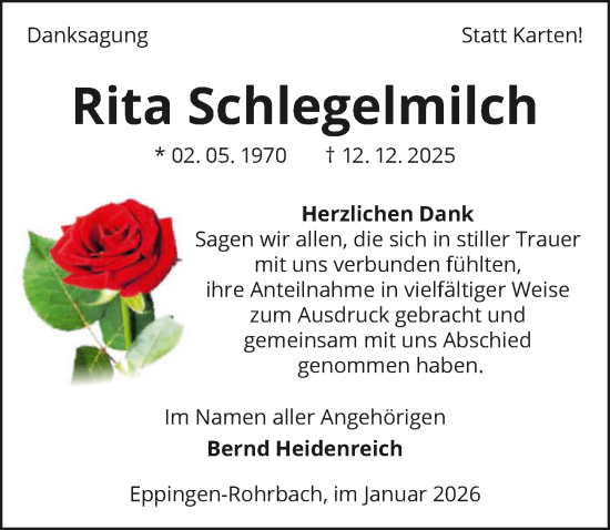 Traueranzeige von Rita Schlegelmilch von GESAMT