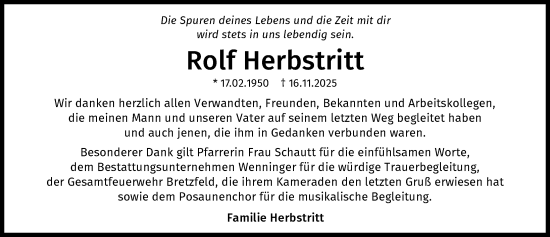Traueranzeige von Rolf Herbstritt von GESAMT