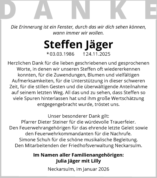 Traueranzeige von Steffen Jäger von GESAMT
