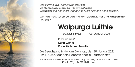 Traueranzeige von Walpurga Luithle von GESAMT
