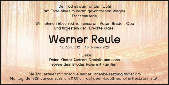 Traueranzeige von Werner Reule von GESAMT