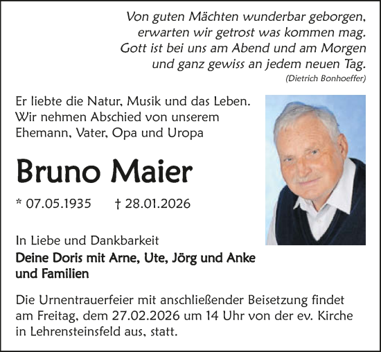 Traueranzeige von Bruno Maier von GESAMT