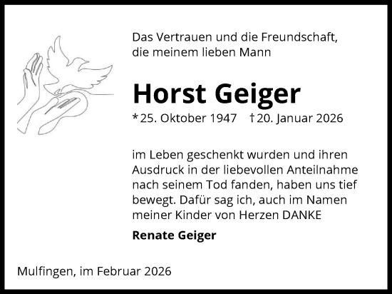 Traueranzeige von Horst Geiger von GESAMT