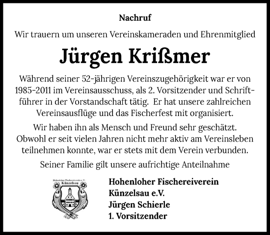 Traueranzeige von Jürgen Krißmer von GESAMT