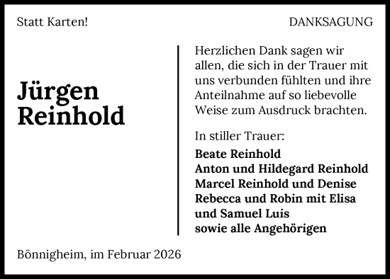 Traueranzeige von Jürgen Reinhold von GESAMT
