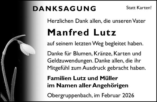 Traueranzeige von Manfred Lutz von GESAMT