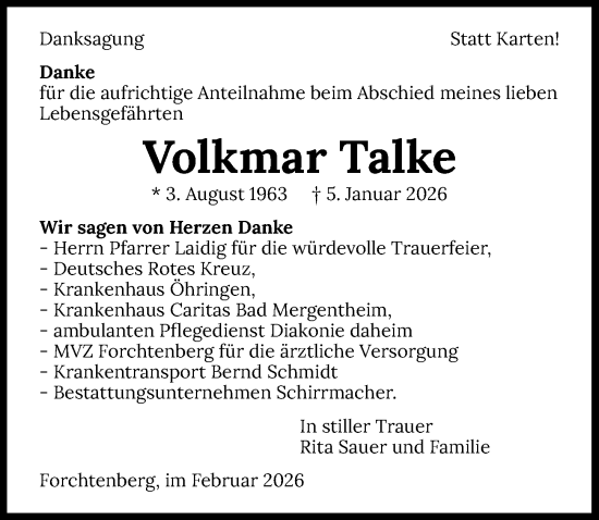 Traueranzeige von Volkmar Talke von GESAMT