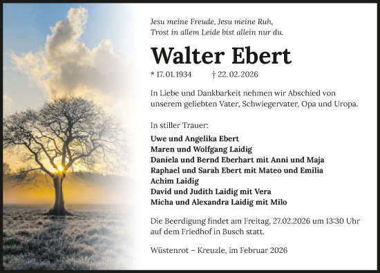 Traueranzeige von Walter Ebert von GESAMT