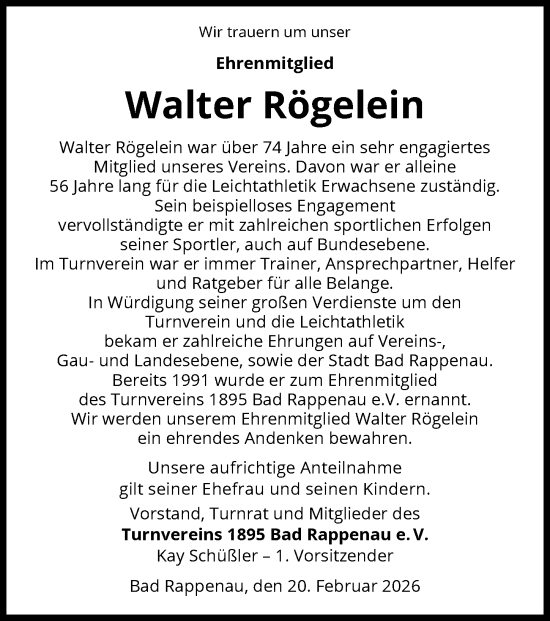 Traueranzeige von Walter Rögelein von GESAMT