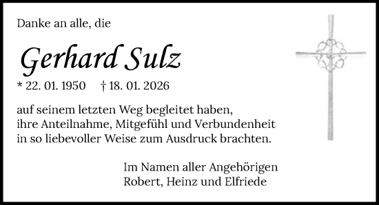 Traueranzeige von Gerhard Sulz von GESAMT