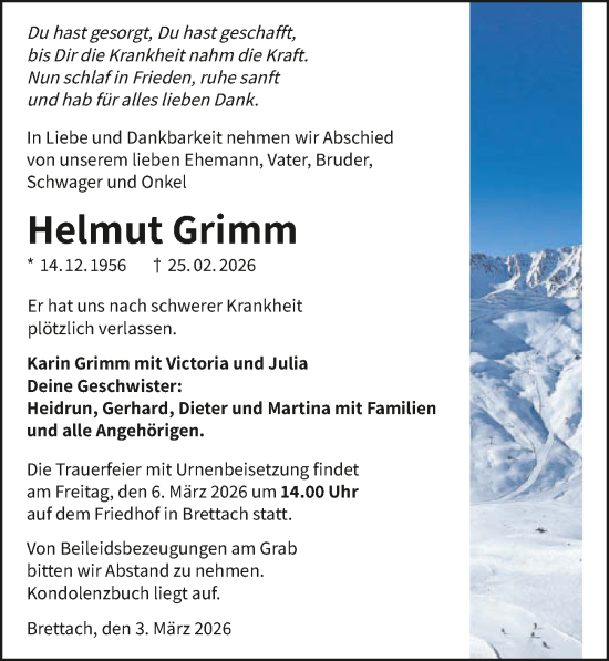 Traueranzeige von Helmut Grimm von GESAMT